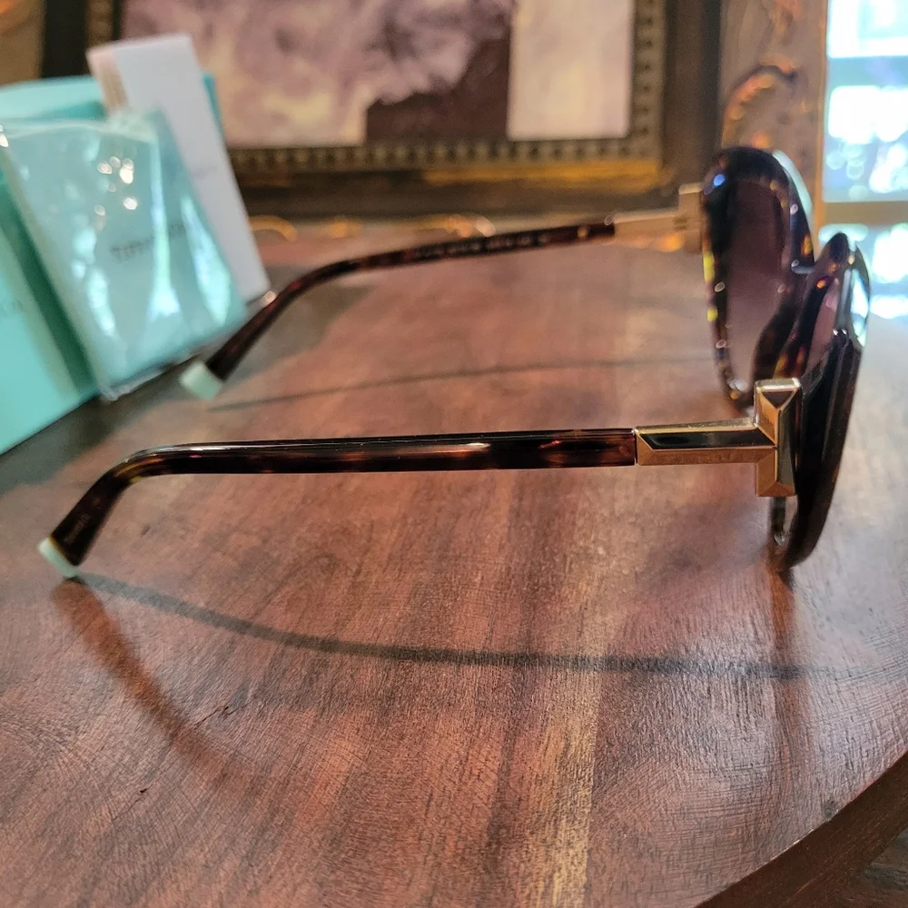 Tiffany & Company TF4170 Logo T Cat Eye Sunglasses in Havanah Brown.  MA#621 - Picture 13 of 17